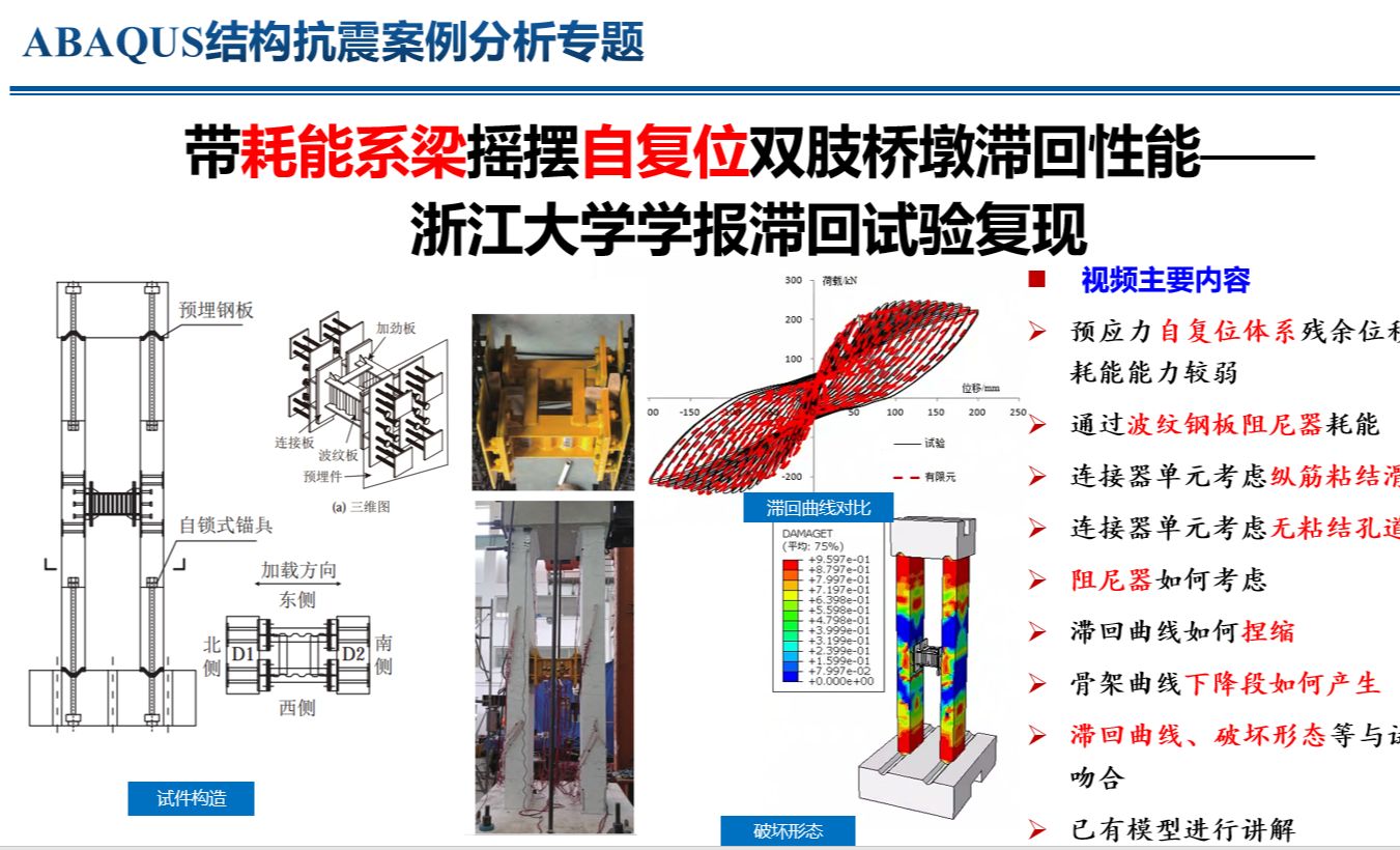 ABAQUS浙江大学学报滞回复现——带耗能系梁自复位桥墩滞回性能哔哩哔哩bilibili