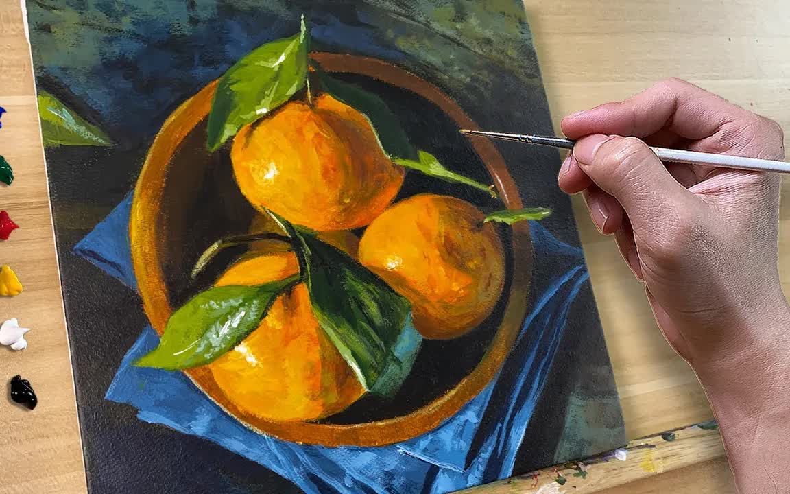 【丙烯画】如何画橙子丙烯酸画