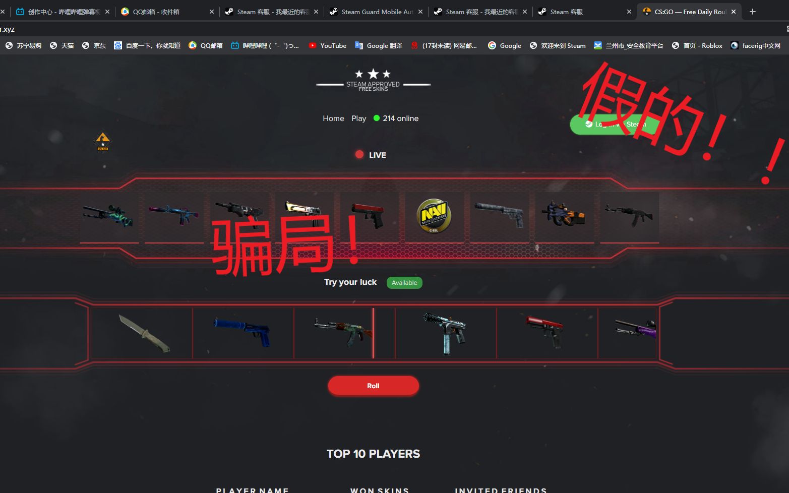 steam盗号网站,CSGO抽奖骗局哔哩哔哩bilibili