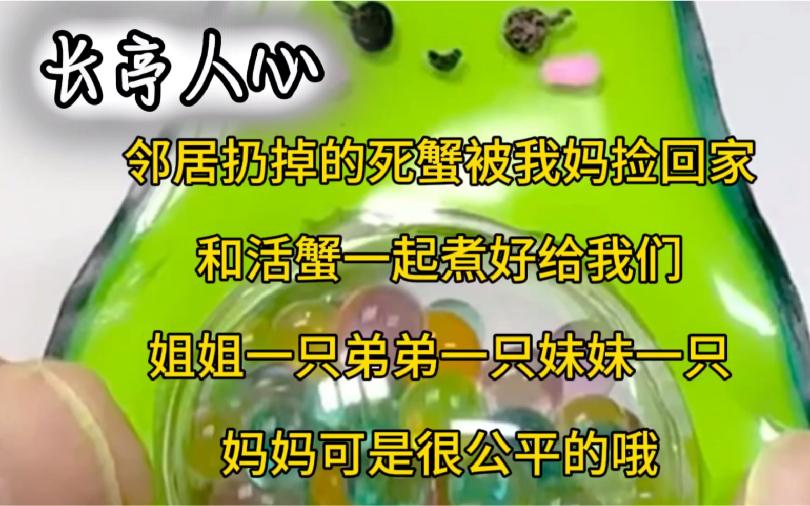 邻居扔掉的死蟹被我妈捡回家和活蟹一起煮好给我们,姐姐一只,弟弟一只