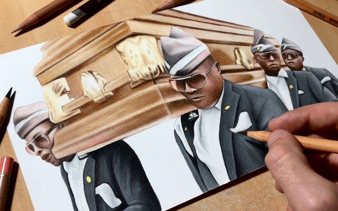 黑人抬棺手绘图片