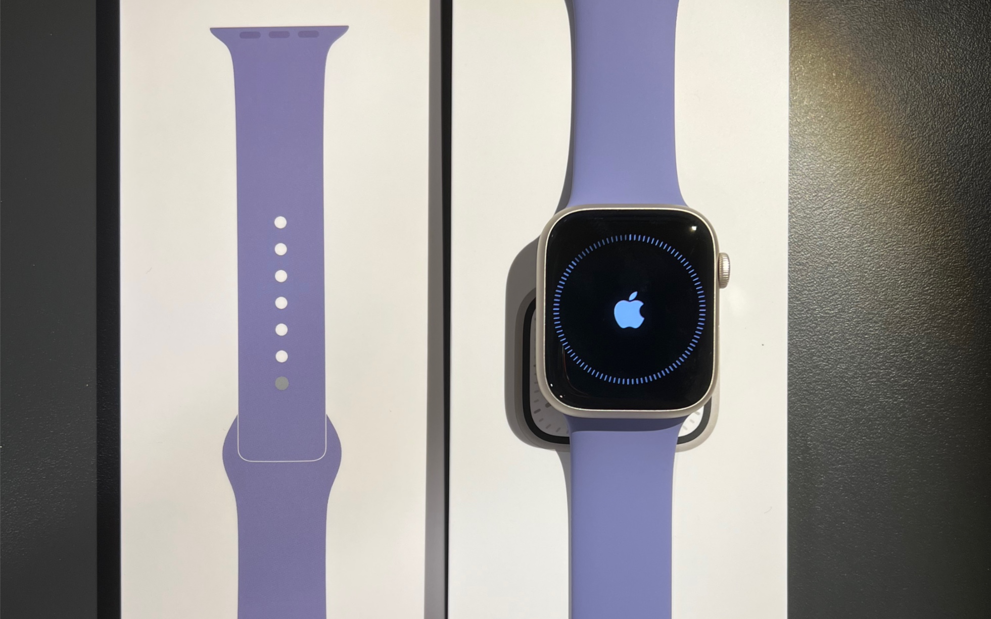 随意开箱一个星光色applewatch和紫色表带