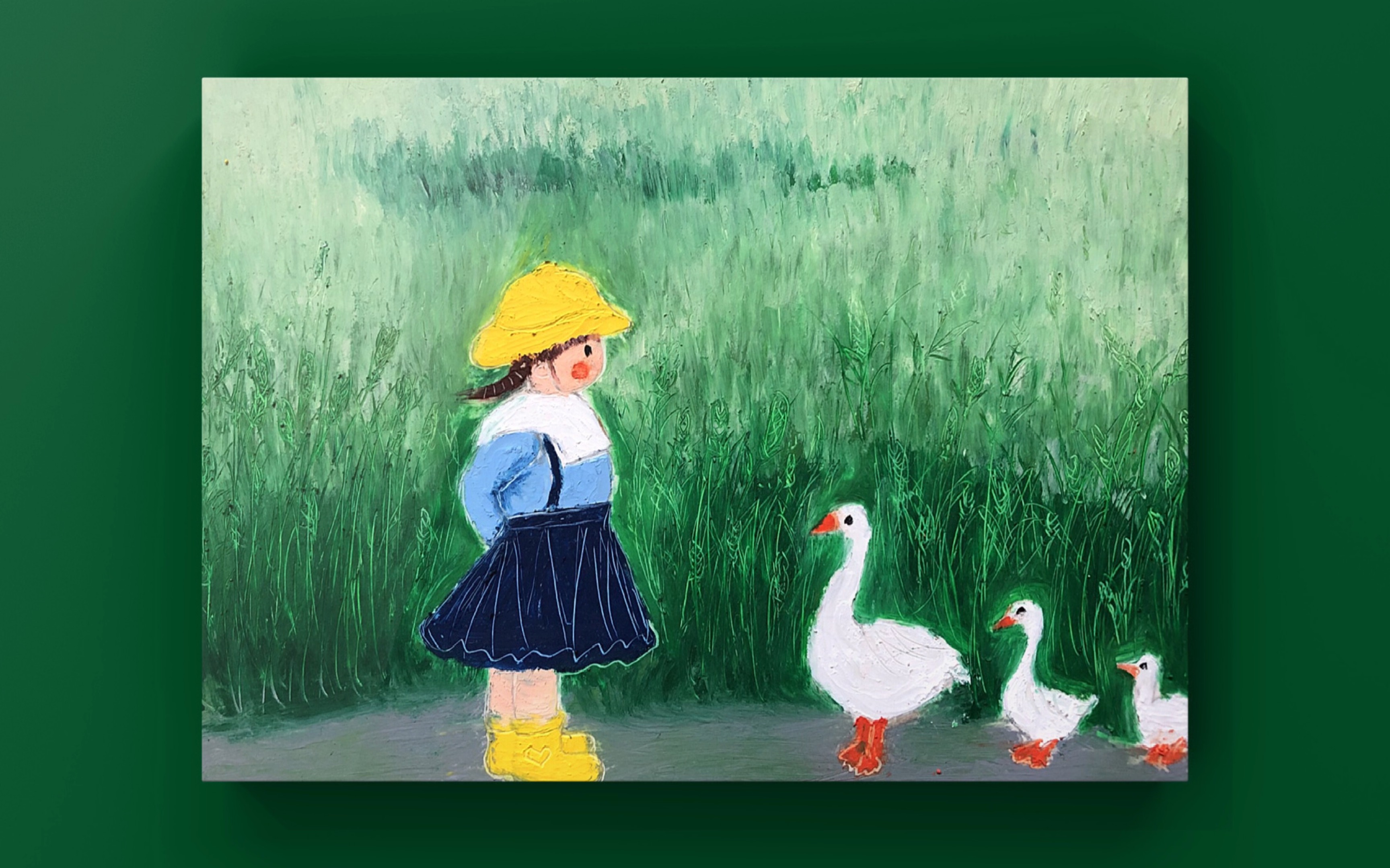 油画棒 夏天的的小女孩