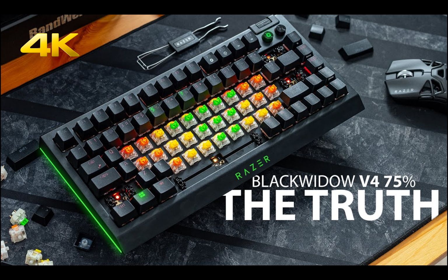 【4k】雷蛇黑寡妇v4 75%配列机械键盘评测:雷蛇首款75%热插拔gasket