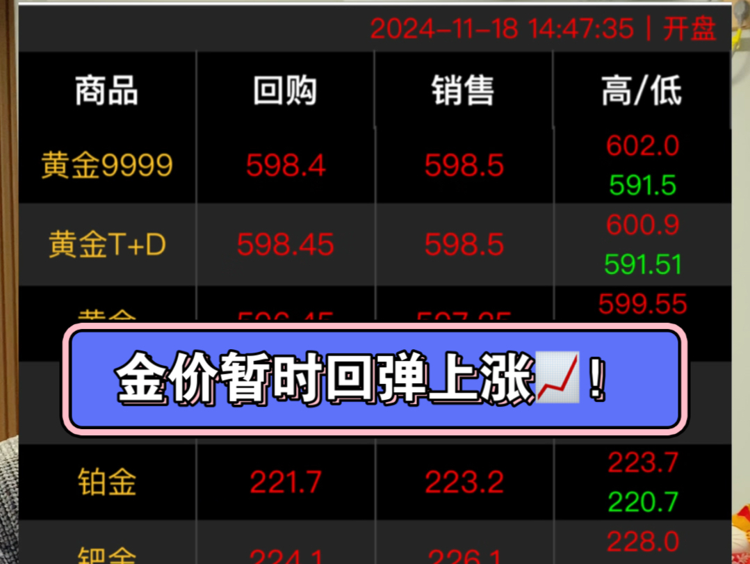 金价暂时回弹上涨!后期金价还会继续上涨吗?哔哩哔哩bilibili