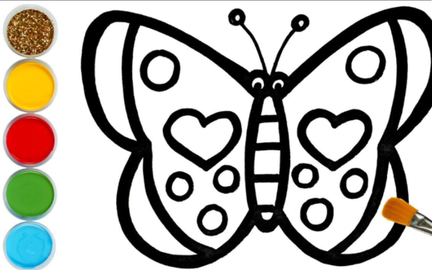 趣味简笔画,绘制漂亮的蝴蝶并着色,太美了!