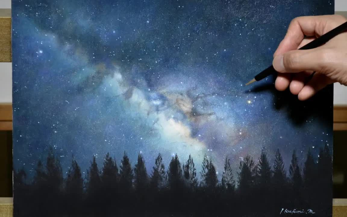 [图]【油絵-タイムラプス】天の川 銀河 Oil Painting - TimeLapse｜The Milky Way Galaxy