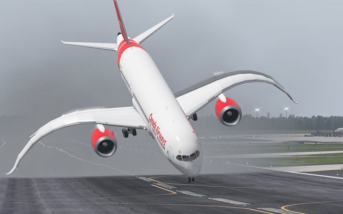 波音787在跑道上拍打几乎打破了翅膀x-飞机 11