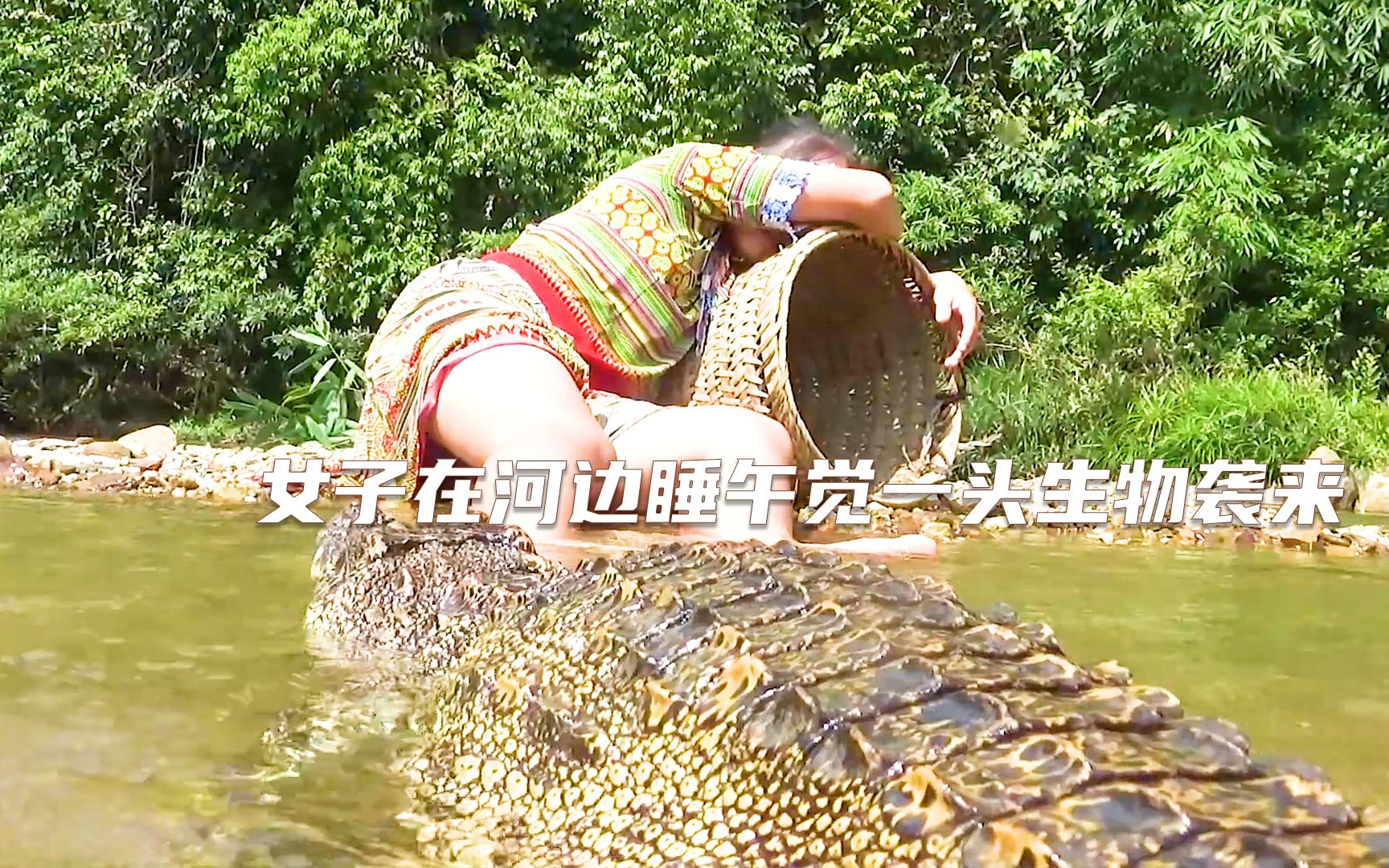 [图]女子在河边睡午觉，一头生物袭来！