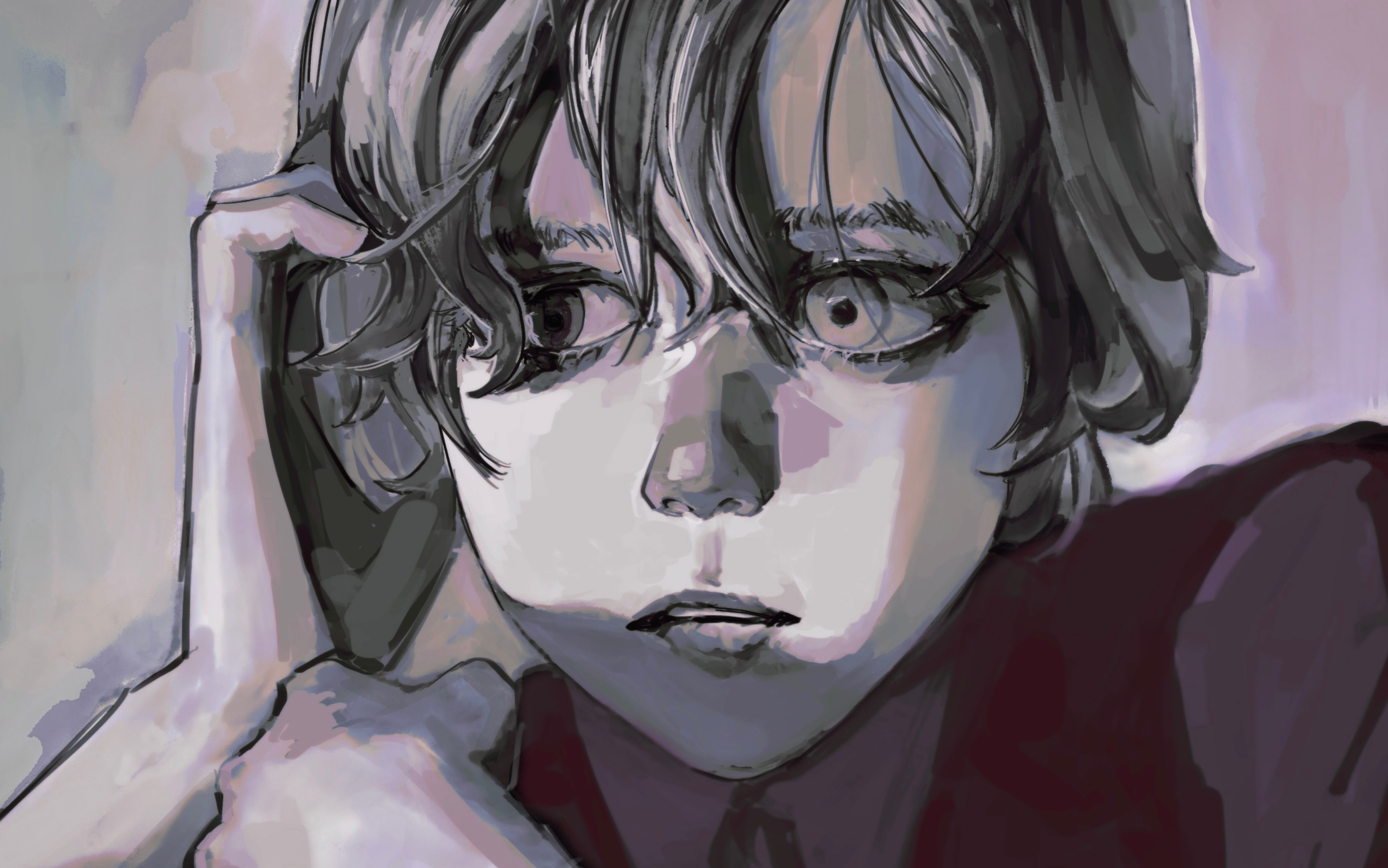 【板绘过程】黑白头像