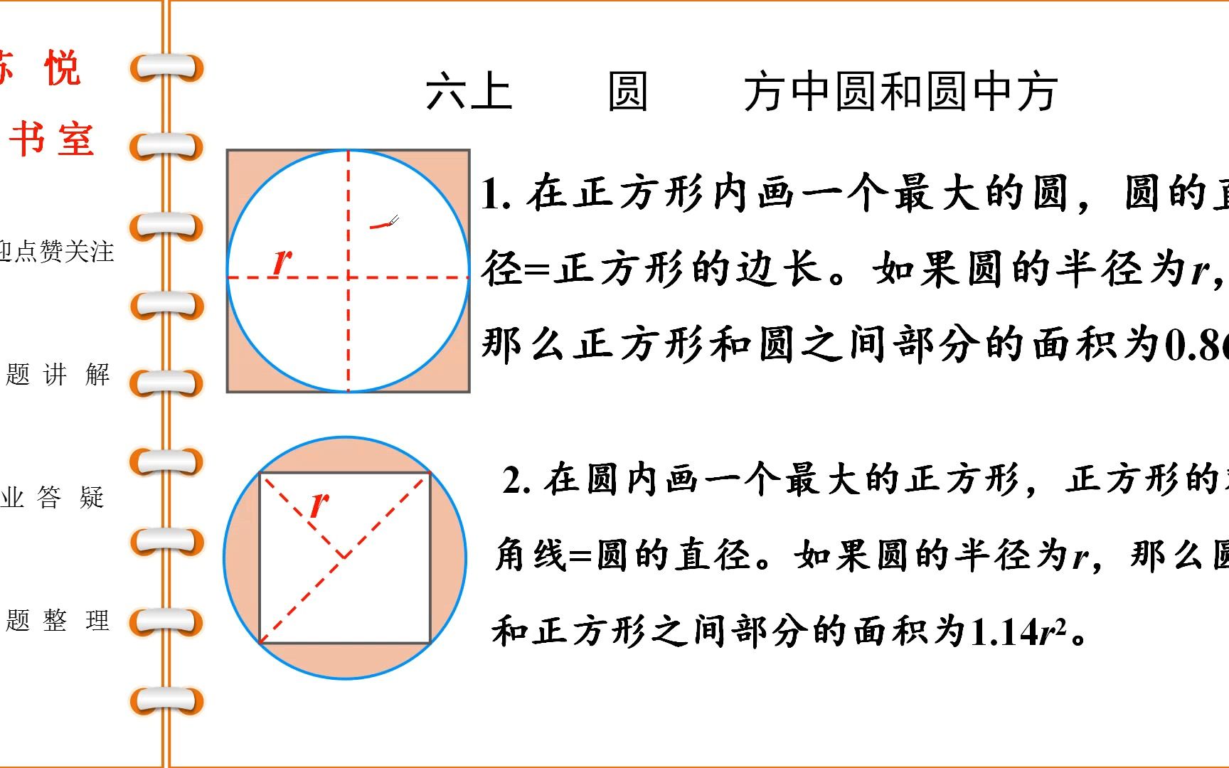 [图]六年级数学上学期圆 圆中方和方中圆的面积