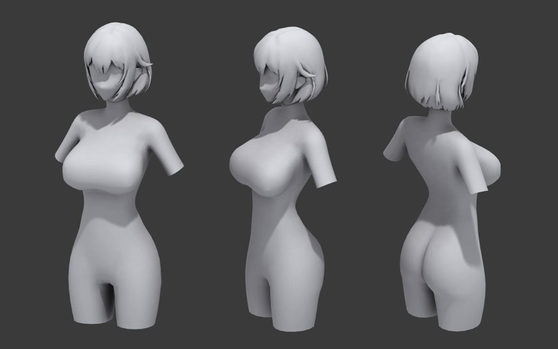 【3dmax人物建模】从拉box开始学习,女性人体基础模型,3dmax人体布线