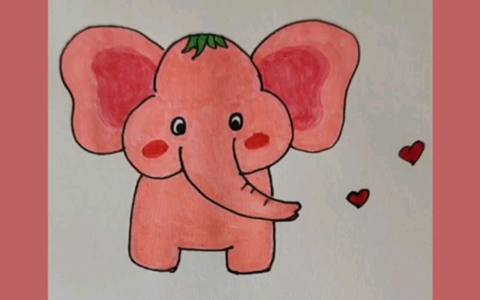 可爱的粉色小象简笔画