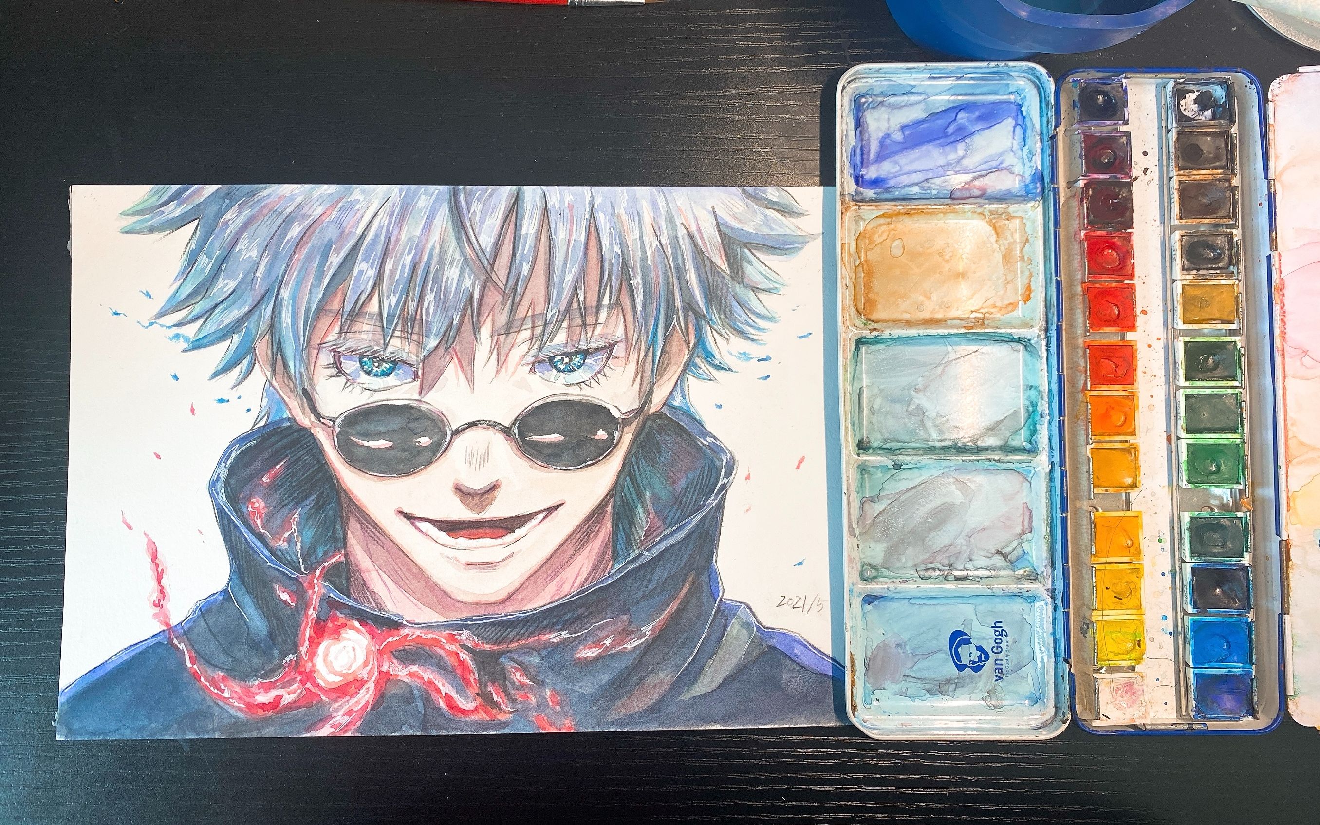 教你用水彩画一个五条悟咒术回战系列