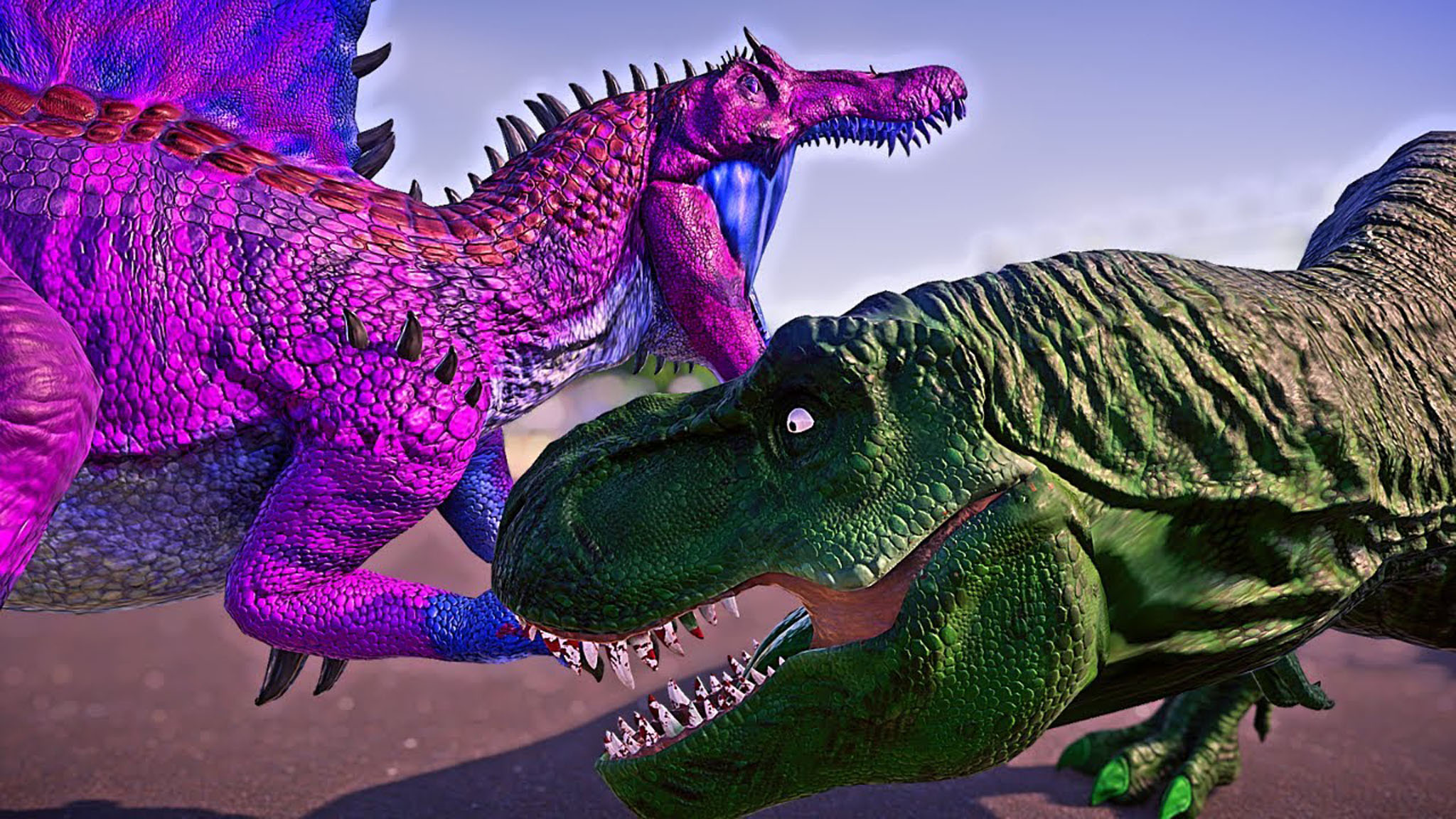 暴龙colorpack vs 棘龙,狂暴龙,突围战斗 ~ 侏罗纪世界进化_哔哩哔哩