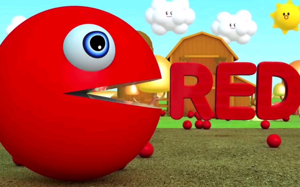 宝宝英语启蒙动画片贪吃的彩色小球认识颜色