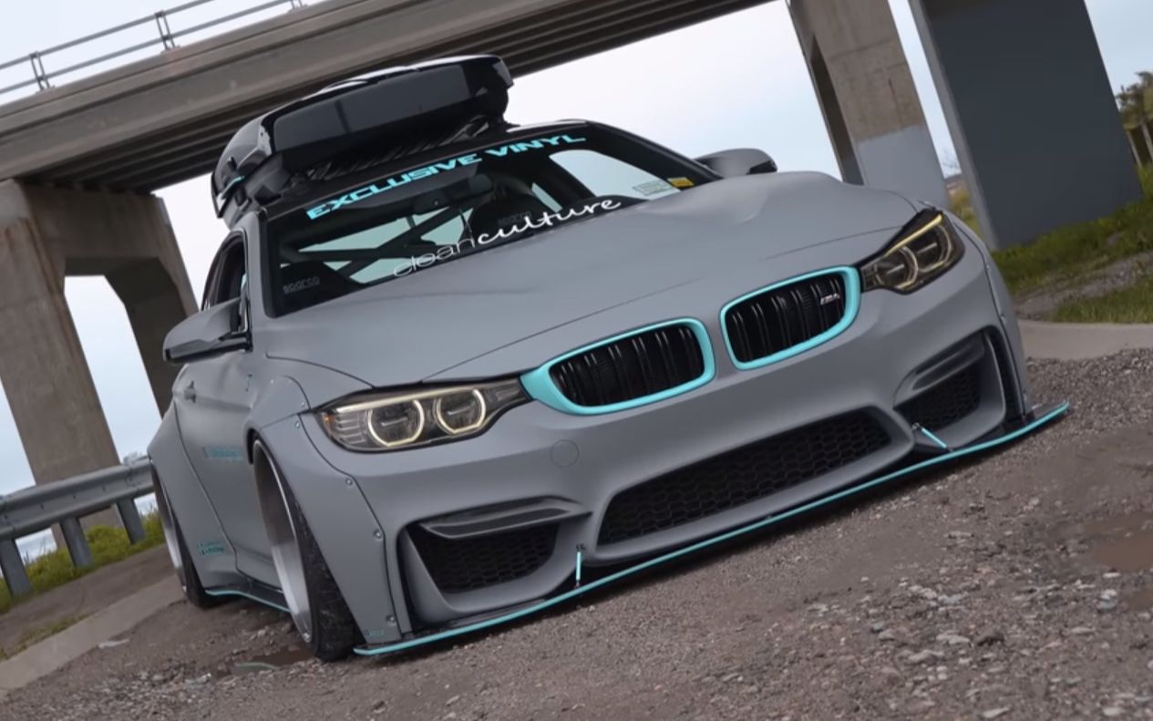 贴地飞行酷到不行的灰色战舰lb宽体宝马m4又帅又骚zhiyuncrane3lab