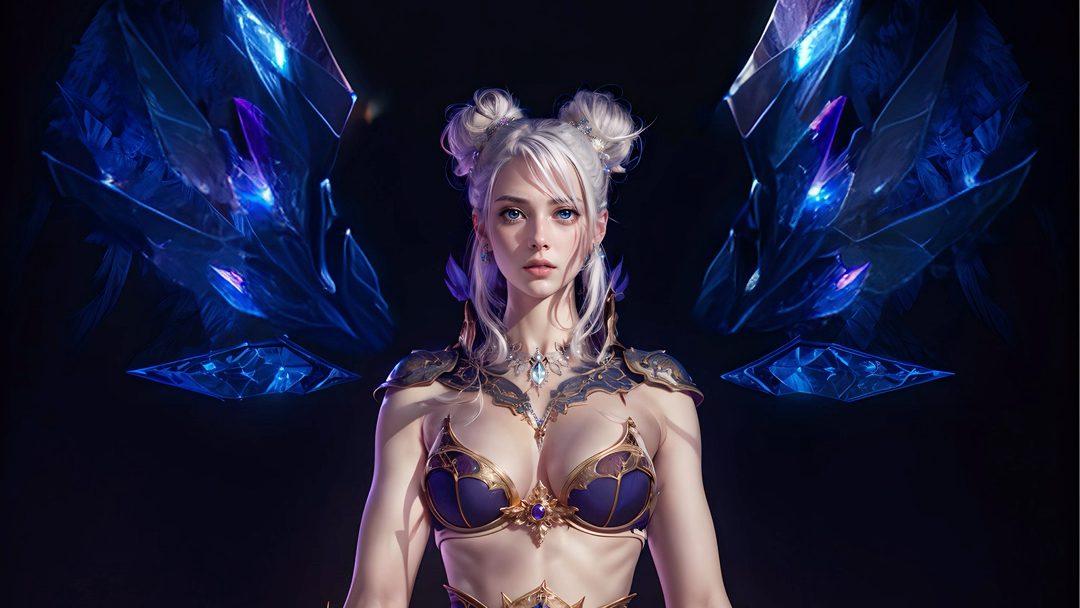 ai绘画 魔兽世界 穿着虚空精灵传承套的女人类