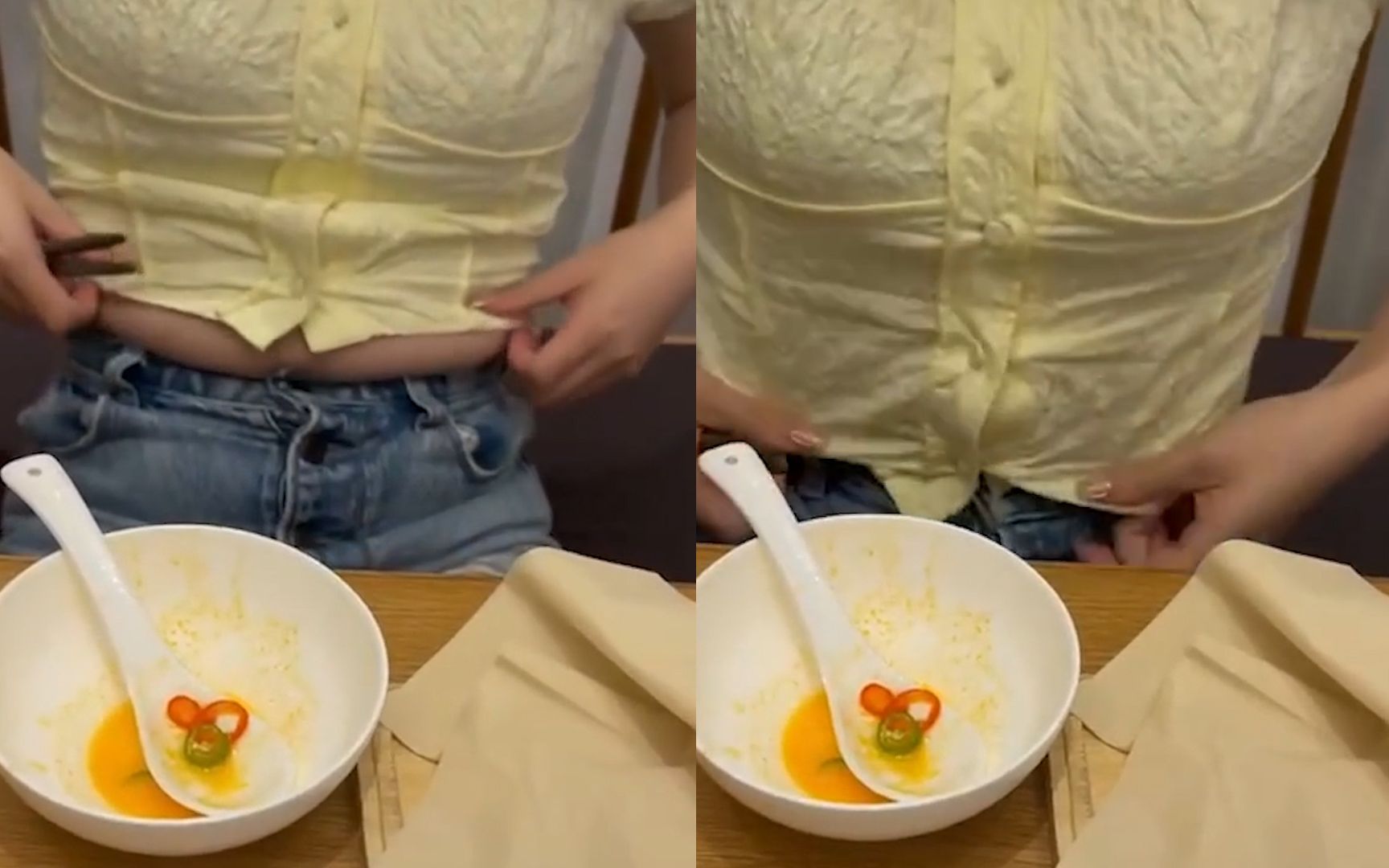 活动  美女饭后发现肚子上的"游泳圈",随后举动令网友直呼:全国同款