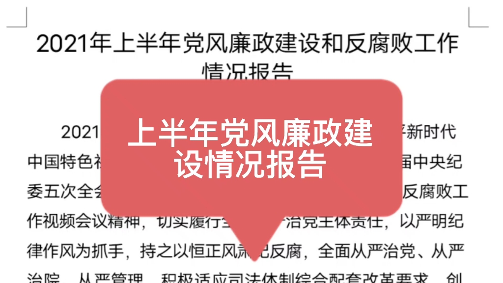 2021年上半年党风廉政建设和反腐败工作情况报告哔哩哔哩bilibili