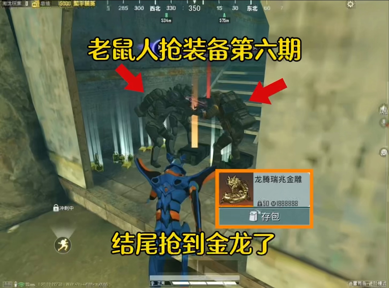 老鼠人抢装备,最后居然抢到金龙了!哈哈哈!#和平精英