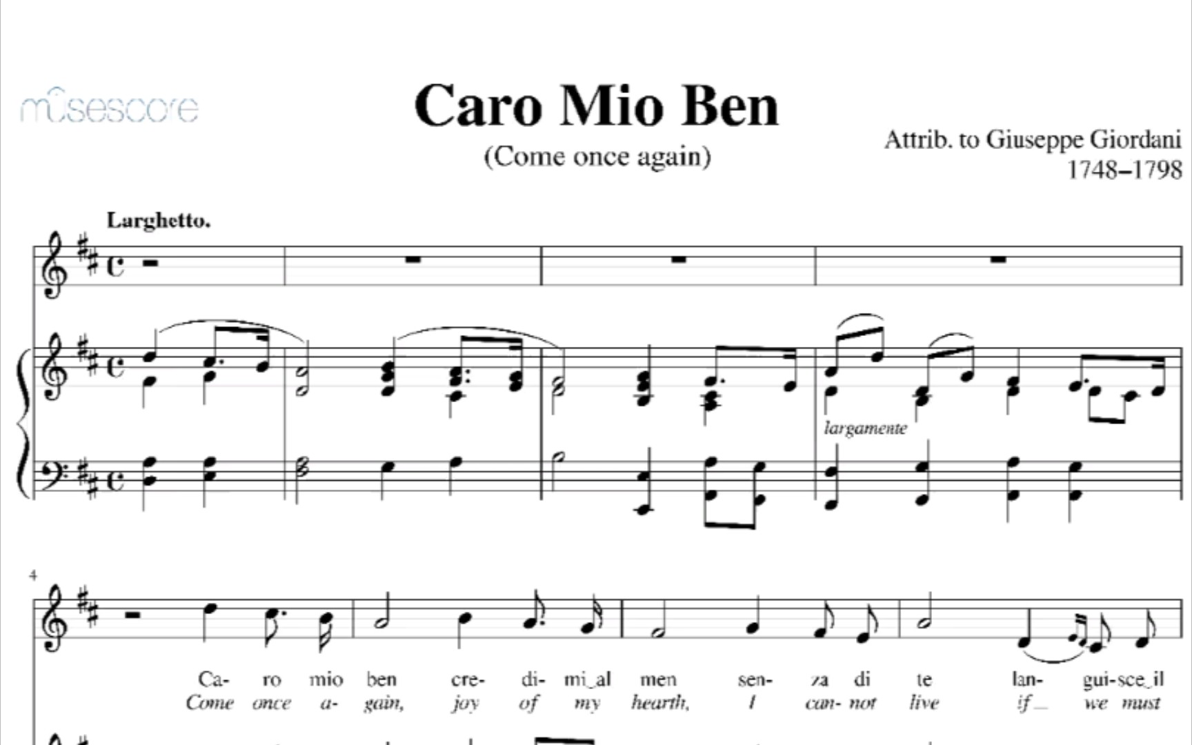 [图]#14【范读】我亲爱的 Caro mio ben（意大利语范读）