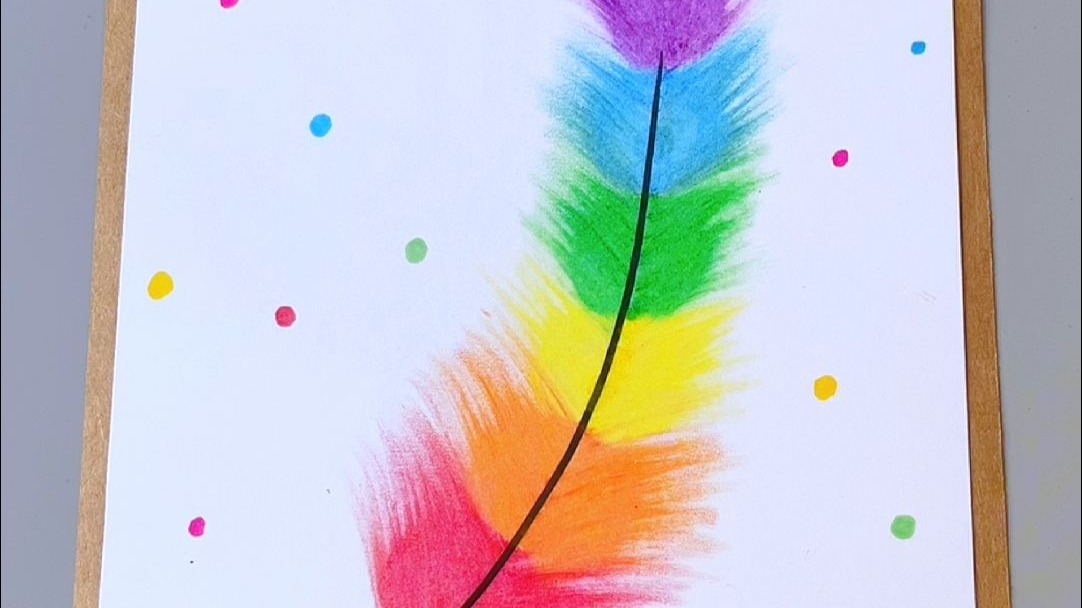 彩色羽毛蜡笔画