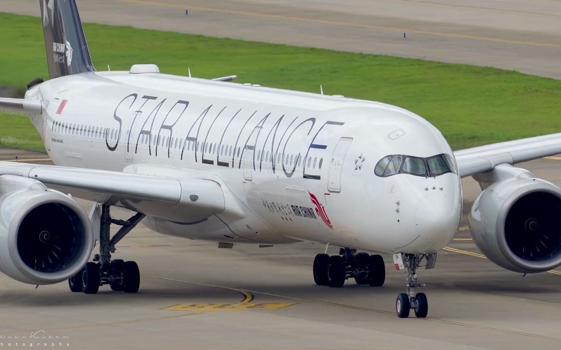 【航空】国航新一代旗舰空客a350客机 墨镜一带不绑腰带真好看_哔哩