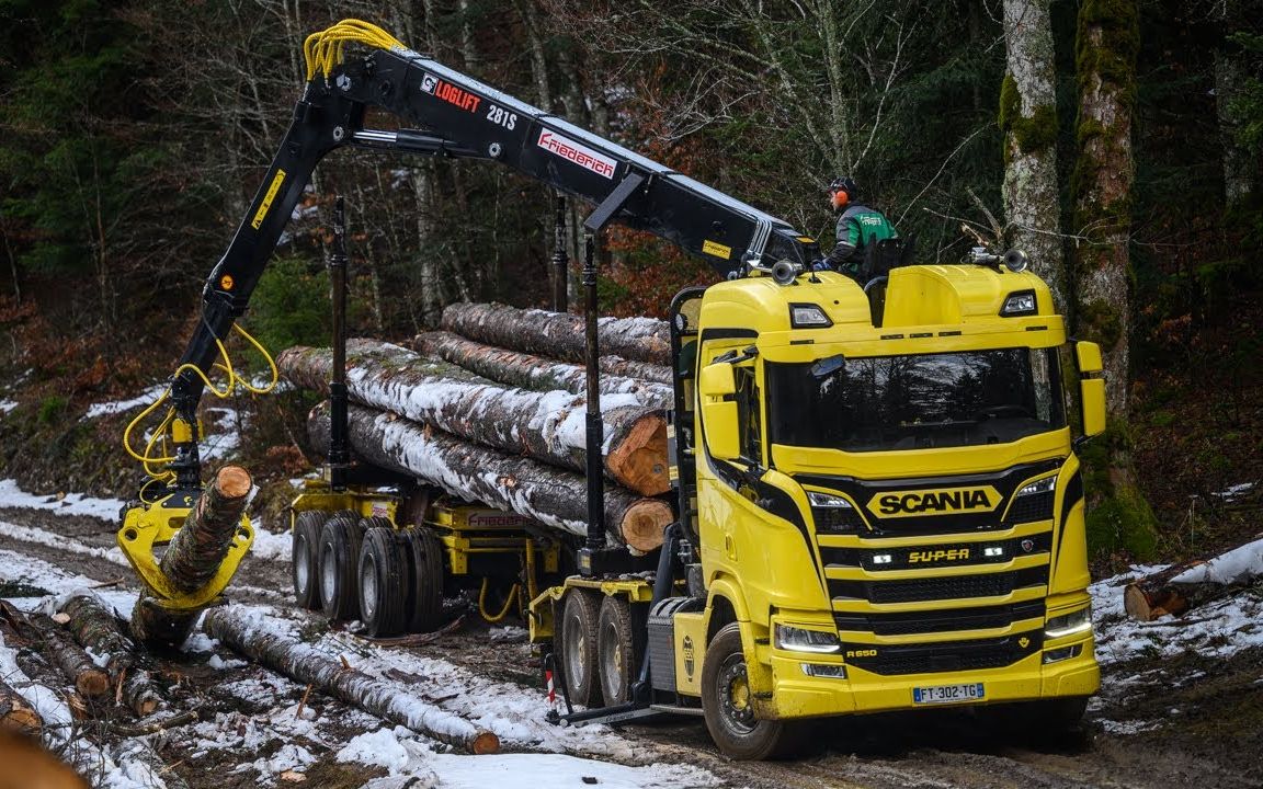 【4k大制作】超帅的改装斯堪尼亚r650 v8原木运输车