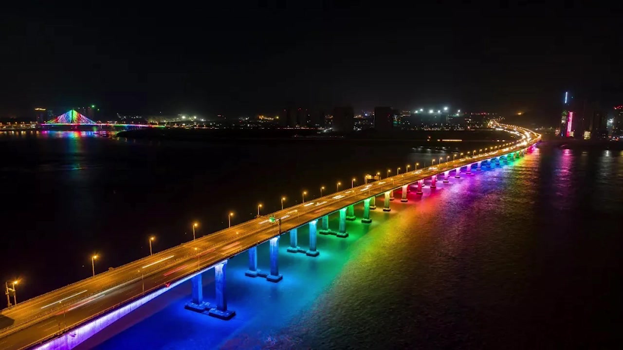 瓯越大桥水幕秀|世界最大永久性水幕投影【视频非原创】