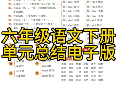 六年级语文下册重点单元知识点总结整理好了,孩子想要考高分就靠它,家长们下载下来让孩子学习起来吧哔哩哔哩bilibili