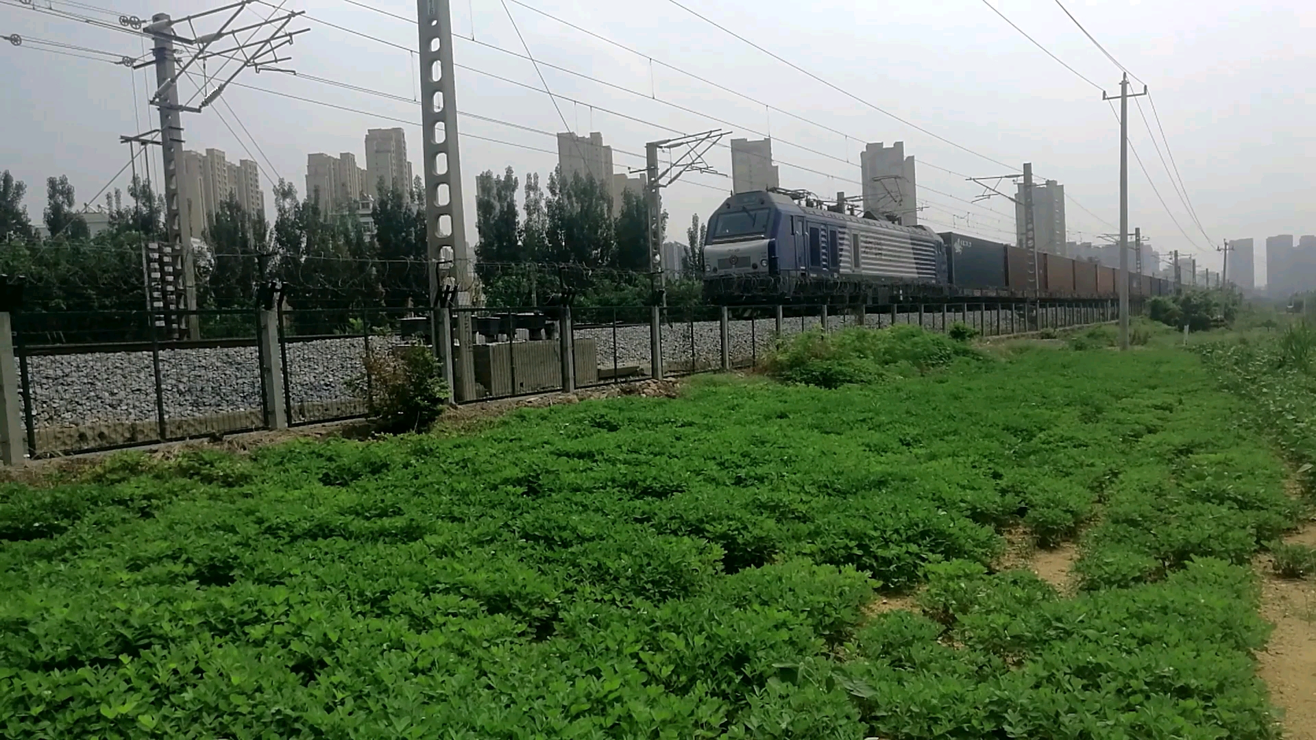 京沪线 大河站某货运班列通过