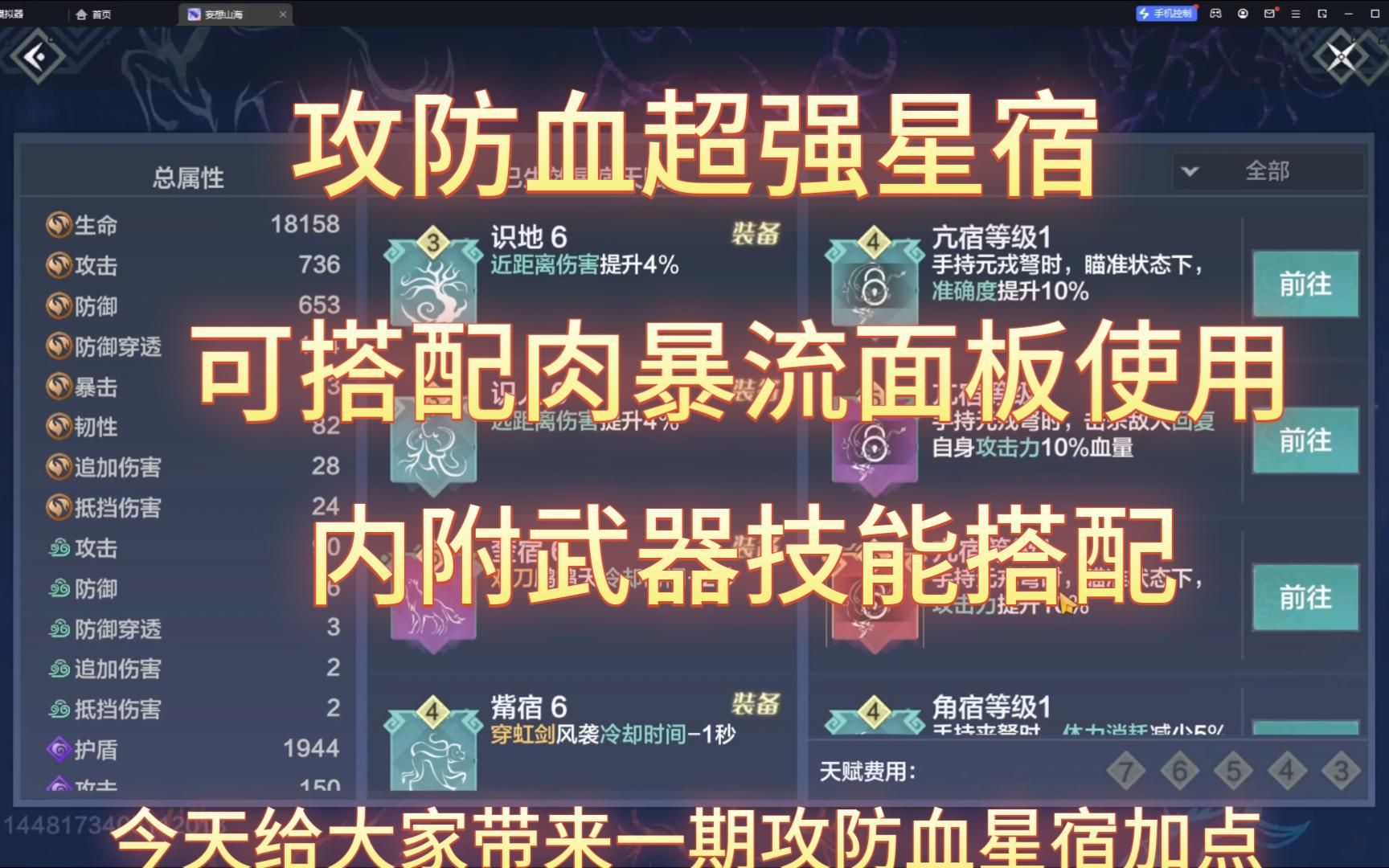 妄想山海pvp攻防血星宿,可搭配肉暴面板