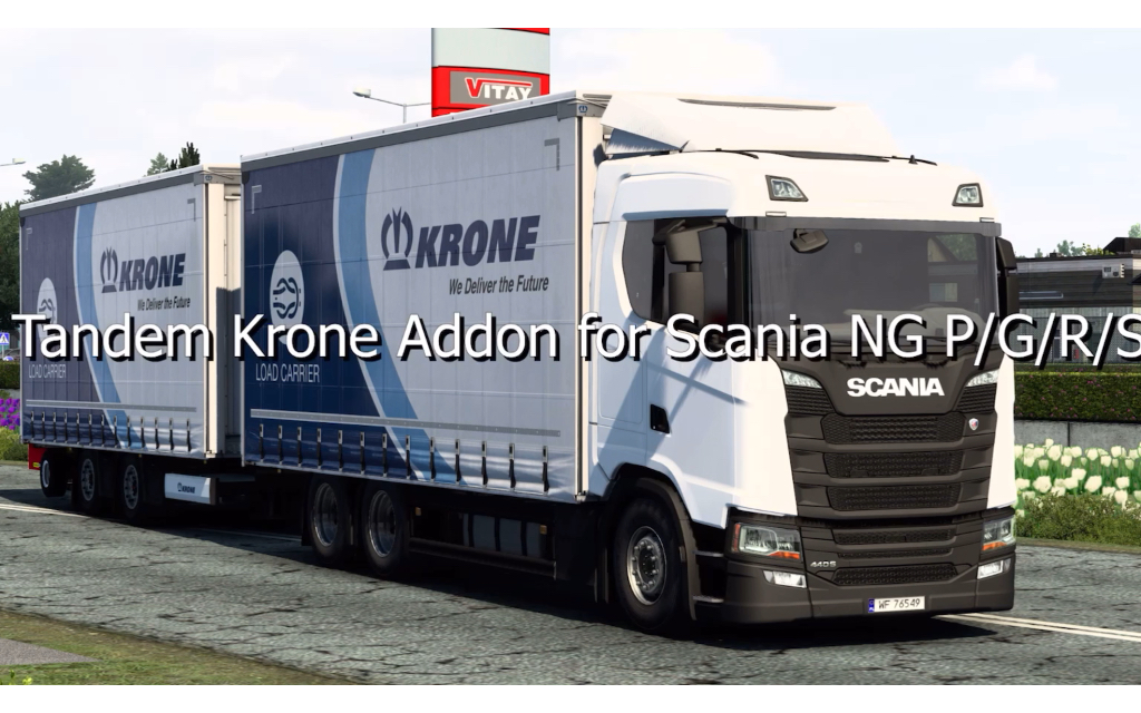 欧卡2Mod:全挂克朗拖车包斯堪尼亚NG P / G / R / S Tandem Krone for Scania NG P/G/R/S ByEugene欧洲卡车模拟2