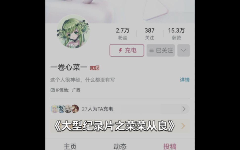 《大型纪录片之菜菜从良传奇》(菜菜从良记片头)哔哩哔哩bilibili