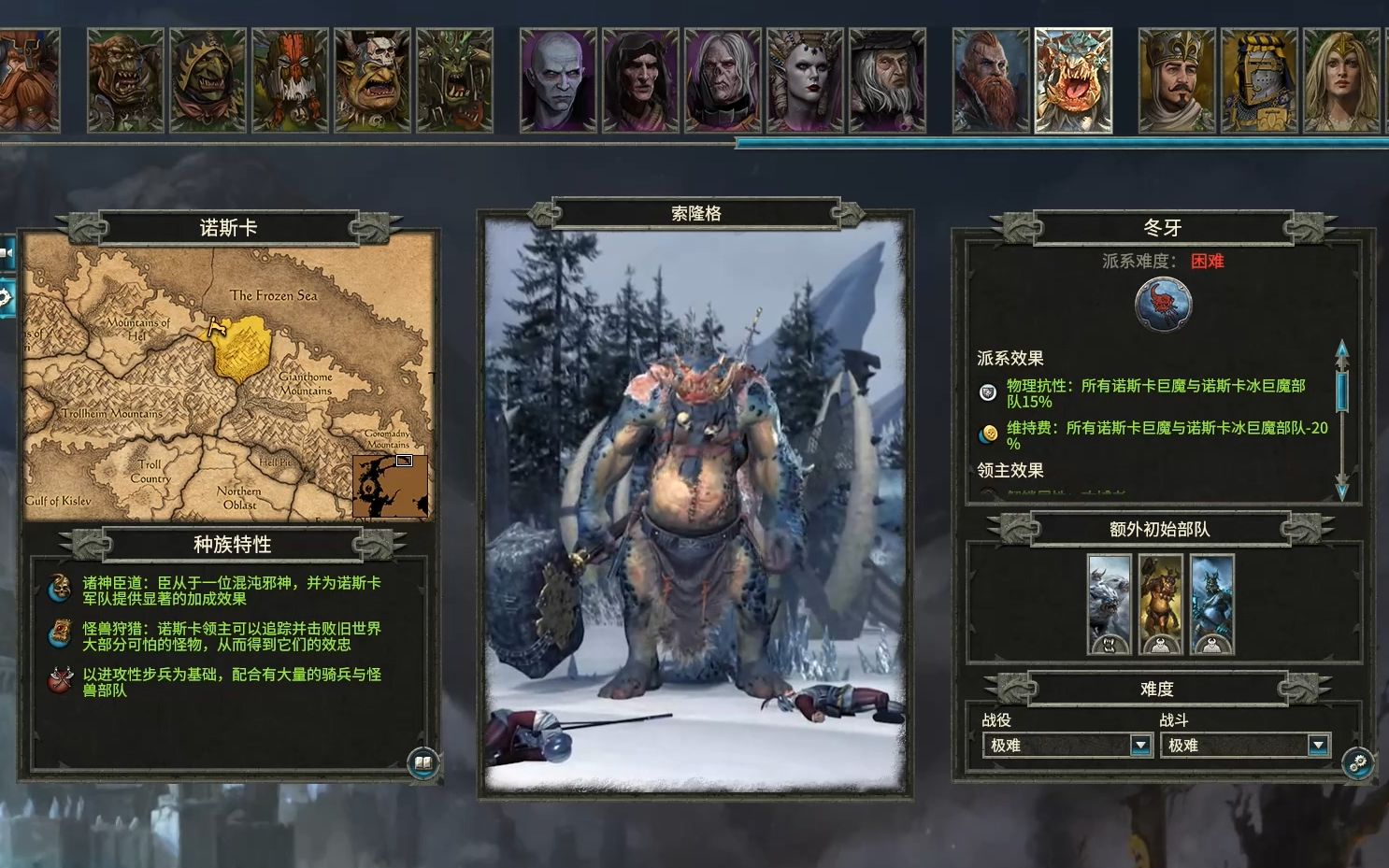 全面战争战锤2传奇领主冬牙索隆格战役开场和英雄天赋totalwar