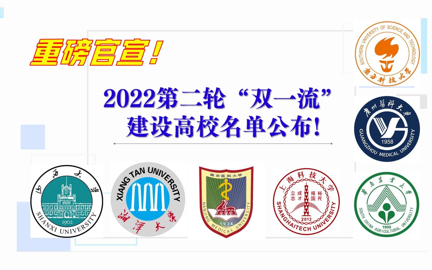 [图]重磅官宣！2022第二轮“双一流”建设高校名单公布！