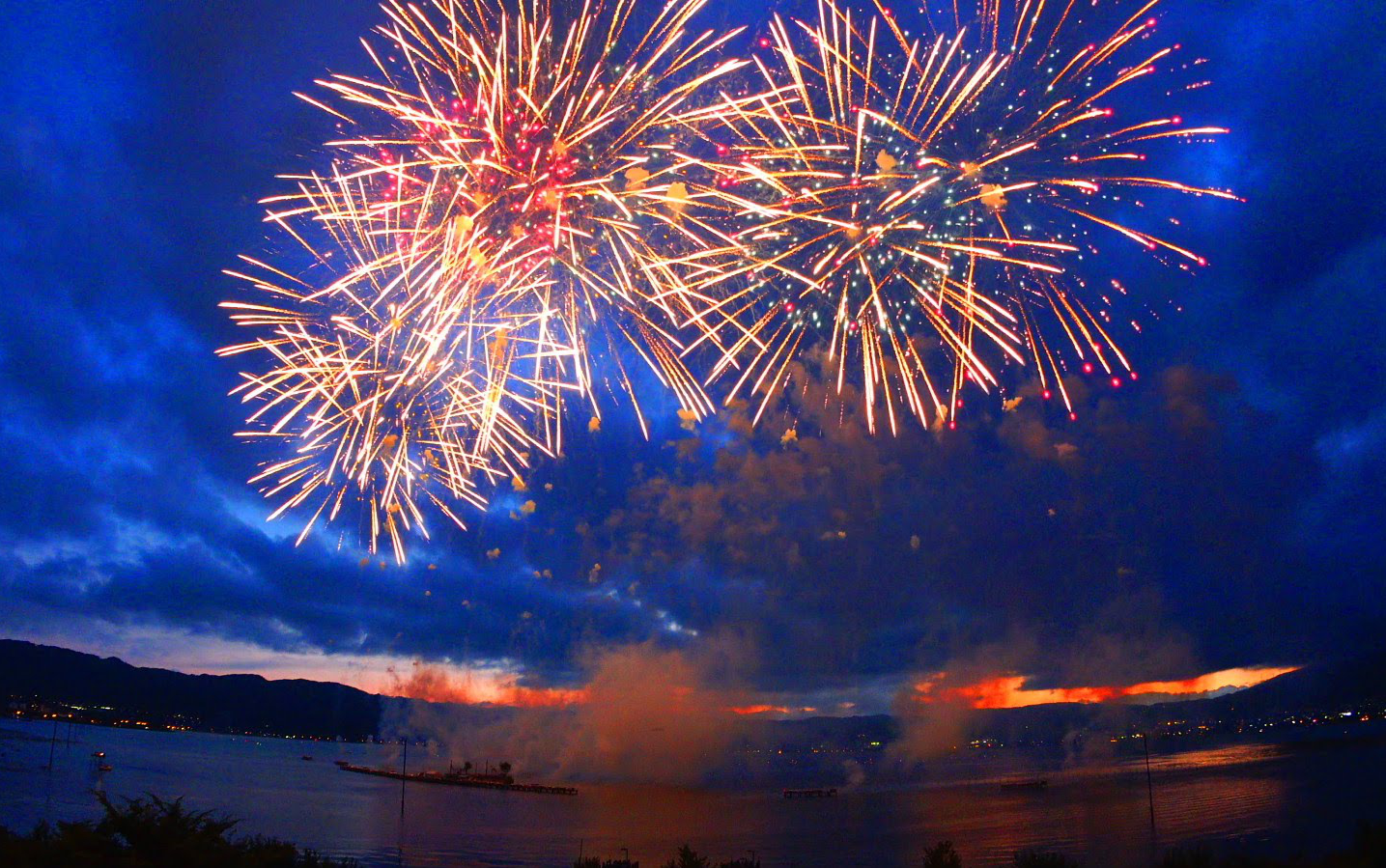 4kfireworksjapan2016诹访湖祭湖上花火大会part1