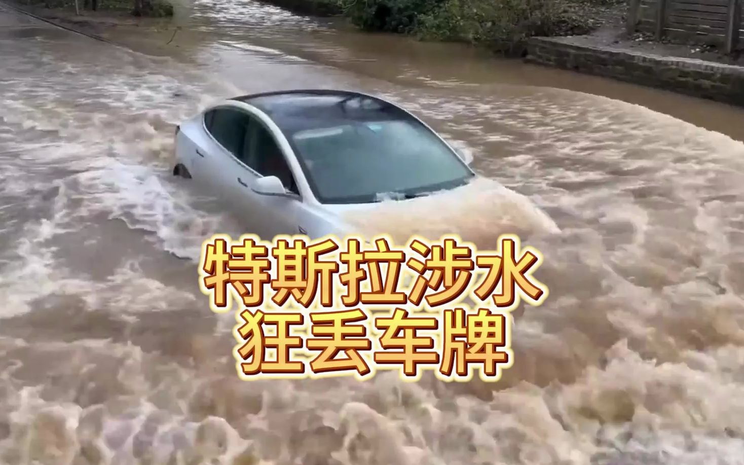 [图]特斯过涉水路，车牌狂掉！《特斯拉涉水合集》