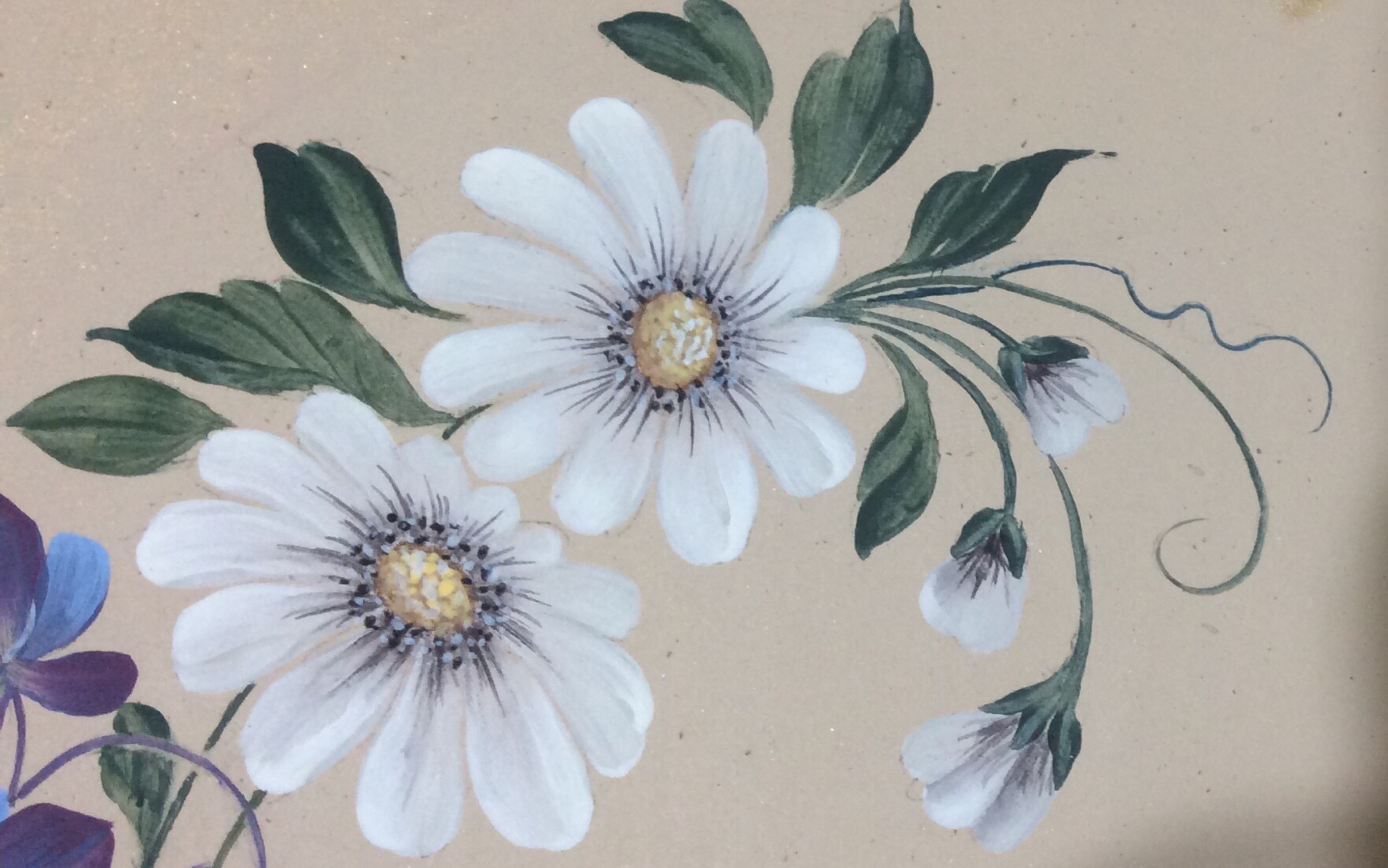 木器上的彩绘艺术-玛格丽特小雏菊绘片断