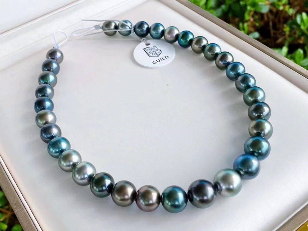 0mm吉尔德lagoon孔雀混彩大溪地黑珍珠色泽天花板,油亮完美的婴儿肌皮