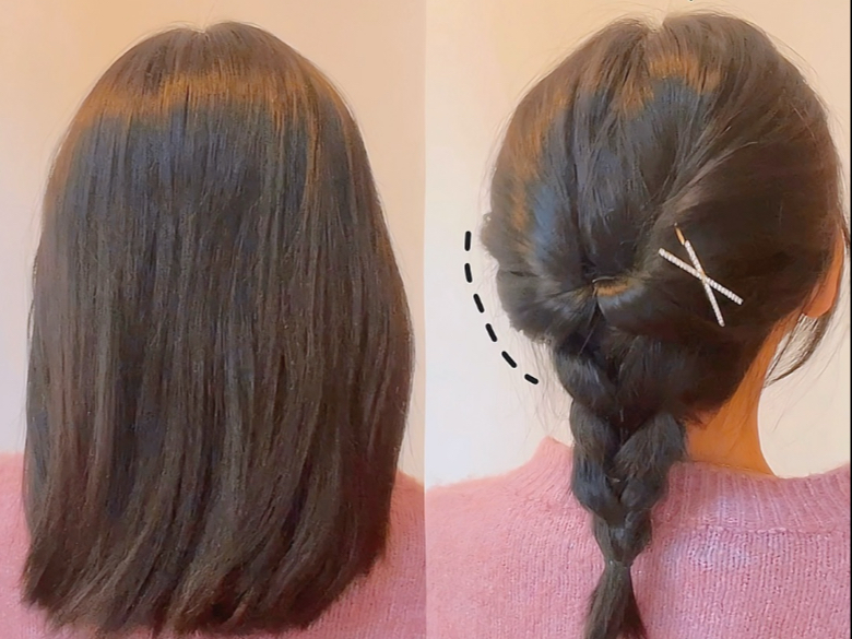 中短发扁头饱满麻花辫