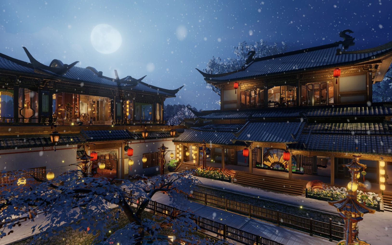 【剑网三家园】4k蓝图 说书人 盛唐小镇 人间烟火