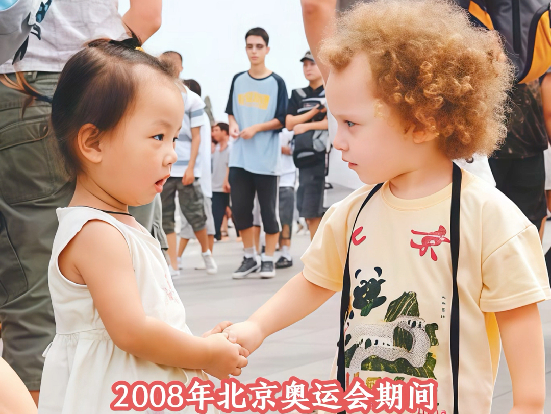 2008年,北京奥运会期间两个孩子在天安门下的合照!哔哩哔哩bilibili