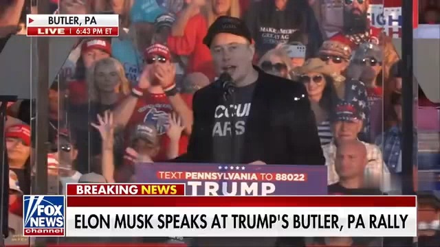 马斯克最新站台trump竞选演讲完整版【中英精校】