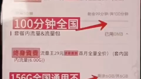 竞合期全网产品下架联通独家爆款官方承认长期套餐29月租156g+100分钟通话,没有任何赠款返费套路,固定资费.市面上所有联通卡都是渠道续约,这款...