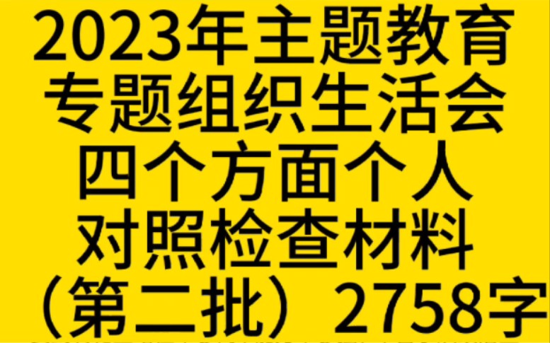 2023年主题教育专题组织生活会四个方面个人对照检查材料(第二批)2758字哔哩哔哩bilibili