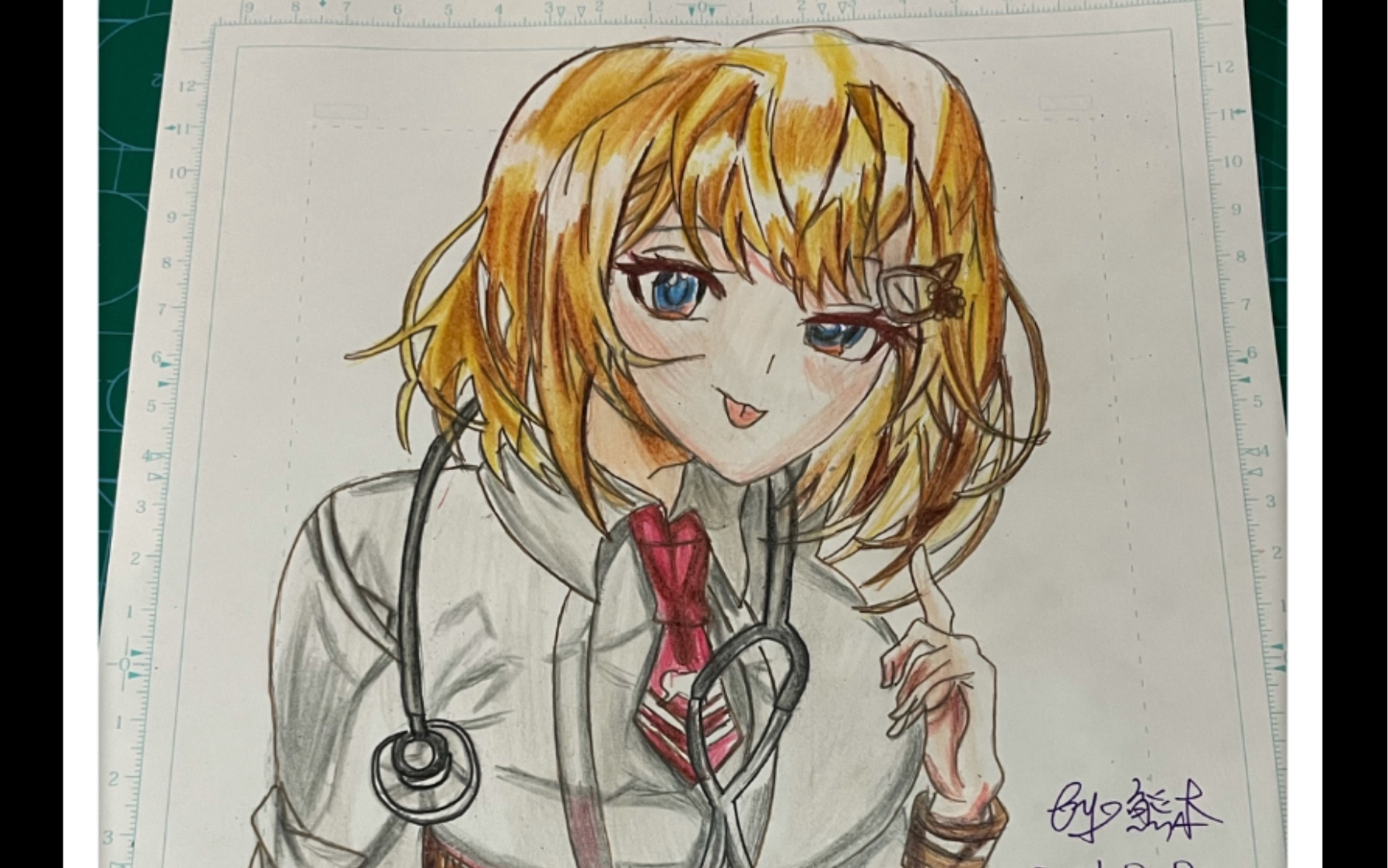 【彩铅手绘】金发医生小姐姐
