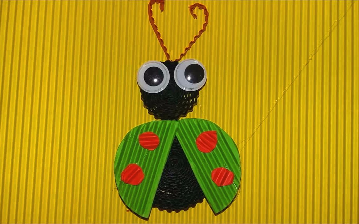 儿童手工diy,用瓦楞纸制作甲壳虫的简单方法,适合孩子们学习