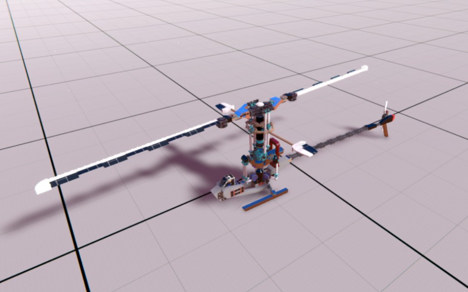 展示下我在trailmakers里造的两款单桨教学直升机:单桨无副翼/单桨带